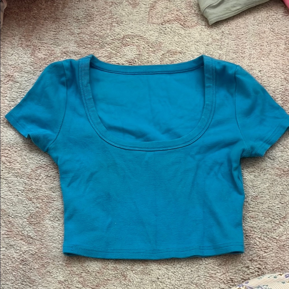 Electric Blue Blue Scoop Neck Crop Top Boutique